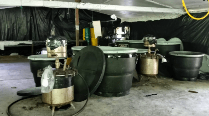 Megalaboratorio para el procesamiento de cocaina, vereda la abeja, Municipio de Convención