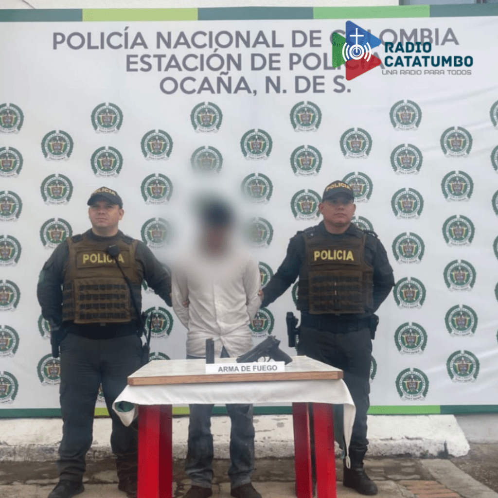 La Policía Nacional en Norte de Santander a través del personal adscrito al Modelo Nacional de Vigilancia Comunitaria por Cuadrantes de la Estación Ocaña, realizó la captura en flagrancia de una persona de sexo masculino, por el delito de fabricación, tráfico y porte de armas de fuego.