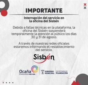 Oficina del Sisben suspende actividades 