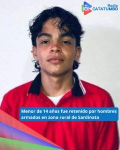 Juan David Sanguino, un menor de 14 años fue secuestrado en Sardinata