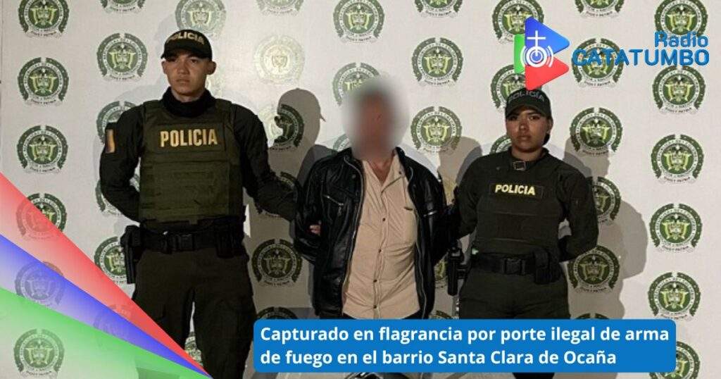 Fue capturado un ciudadano de 53 años en el barrio Santa Clara, al norte del municipio de Ocaña, Norte de Santander por el delito de porte ilegal de armas de fuego y munición / Foto: Policía Nacional