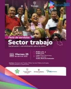 El viernes 25 de abril se llevara a cabo la Feria de Servicios del Sector Trabajo en Ocaña, Norte de Santander / Foto: Ministerio del Trabajo Colombia