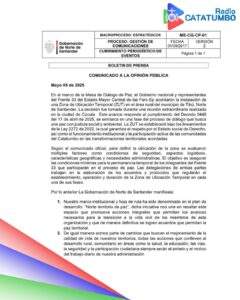 Comunicado oficial publicado en la red social X sobre la creación de una subzona de ubicación temporal para las disidencias de las FARC / Foto: Gobierno Nacional 