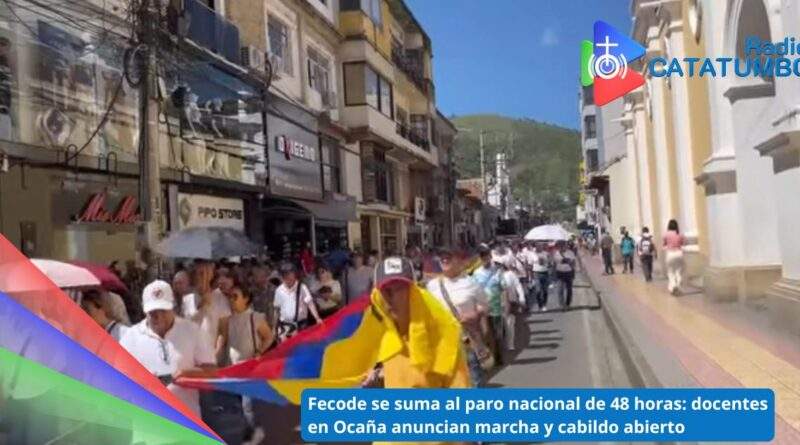 (Fecode Ocaña) Dio inició este miércoles 28 de mayo al paro nacional de 48 horas / Foto: Suministrada