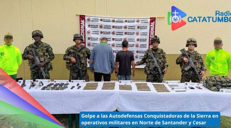 Capturados dos presuntos integrantes de las Autodefensas Conquistadoras de la Sierra Nevada en La Esperanza (Norte de Santander) y San Alberto (Cesar) / Foto: Ejercito Nacional