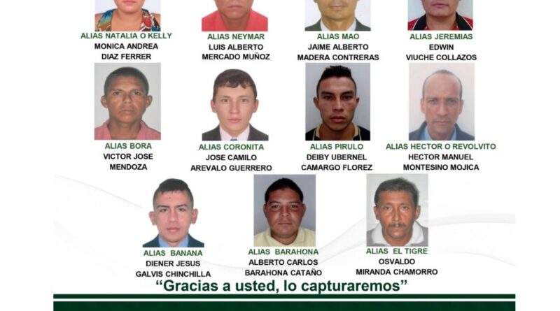 Actualización del cartel con los presuntos delincuentes más buscados del departamento del Cesar / Foto: Policía Nacional