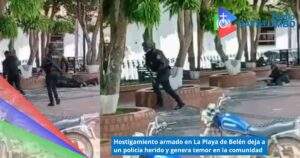 Hombres armados hostigaron con armas de largo alcance a uniformados de la Policía Nacional que realizaban labores de patrullaje en el parque principal de LA La Playa de Belén / Foto: Solo NOTICIAS24