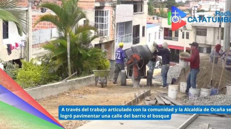 Obras de pavimentación en el barrio El Bosque de Ocaña, Norte de Santander / Foto: Alcaldía de Ocaña