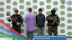 Adulto y menor de edad capturados por el delito de extorción en Ocaña, Norte de Santander / Foto: Policía Nacional
