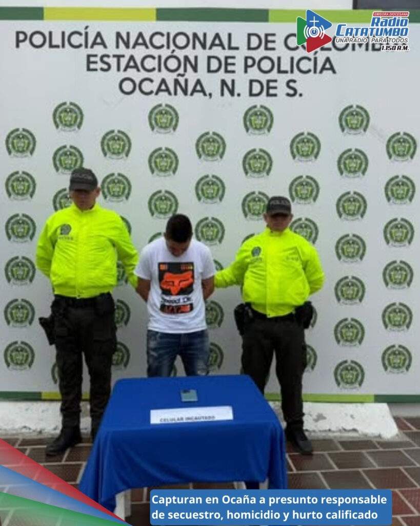 Johan Andey Bohórquez Pallares capturado como presunto responsable del secuestro, homicidio y hurto calificado del ciudadano José Trinidad Rodríguez García / Foto: Policía Nacional