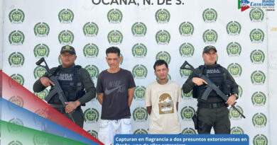Captura de dos presuntos extorsionistas en el municipio de Ocaña, Norte de Santander / Foto: Policía Nacional