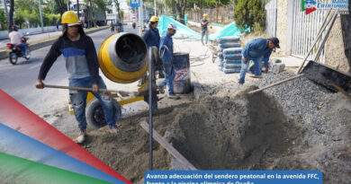 A buen ritmo sigue avanzando la obra de adecuación del sendero peatonal sobre la avenida Francisco Fernández de Contreras en Ocaña, Norte de Santander / Foto: Alcaldía de Ocaña