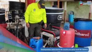 Laboratorio para el procesamiento de cocaína en la vereda Carcasí del municipio de Cáchira, Norte de Santander / Foto: Policía Nacional