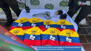 Material de guerra e intendencia pertenecientes al Frente 33 de las FARC-EP / Foto: Policía Nacional