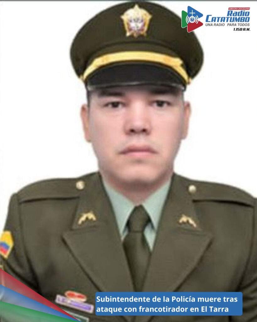 Subintendente Jefferson Andrés Ortiz Ocampo, asesinado con francotirador en El Tarra, Norte de Santander / Foto: Policía Nacional