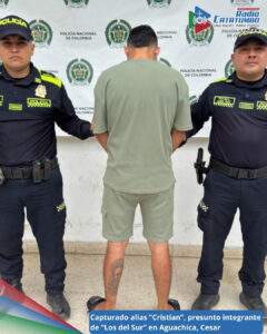 Fue capturado por la Policía Nacional alias “Cristian” presunto integrante de “Los del Sur” en Aguachica, Cesar / Foto: Policía Nacional