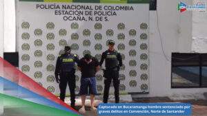 Capturado ciudadano de 28 años en pleno centro de Bucaramanga, quien era requerido por delitos cometidos en el municipio de Convención, Norte de Santander / Foto: Policía Nacional