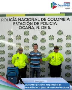 La Policía Nacional capturó a un ciudadano señalado de ser el presunto responsable del homicidio de Jhon Jairo Orozco Molina ocurrido en el mercado público de Ocaña, Norte de Santander / Foto: Policía Nacional