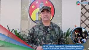 Comandante de la Brigada 30 del Ejército Nacional, brigadier general Mario Geovany Contreras dió a conocer que las cifras de desplazamiento forzado han disminuido en el departamento de Norte de Santander / Foto: Redes Sociales 