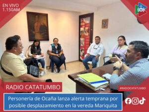 Imagen de referencia –  Personero municipal de Ocaña, Jorge Bohórquez advirtió el riesgo de nuevos desplazamientos en el corregimiento de Mariquita en Ocaña, Norte de Santander / Foto: Personería de Ocaña 