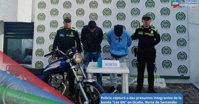 Fuerón capturados presuntos integrantes de los “Los GN”, banda delincuencial dedicada al hurto de moticletas en Ocaña, Norte de Santander / Foto: Policía Nacional
