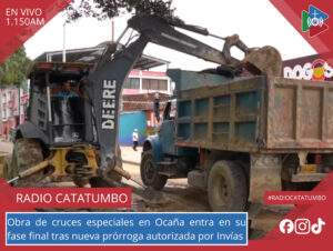 El alcalde de Ocaña, Emiro Cañizares Plata, anunció que en un plazo estimado de 30 a 40 días la obra estarían finalizadas las obras de cruces especiales en Ocaña, Norte de Santander / Foto: Suministrada