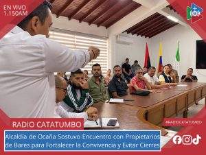 Con el fin de mantener el orden y la sana convivencia en la ciudad el Secretario de Gobierno de Ocaña, Hugo Guerrero, se reunió con propietarios de establecimientos nocturnos, incluyendo miembros de Asobares para socializar los requisitos legales y administrativos que deben cumplir de cara a la temporada de fin de año y el inicio de 2026 / Foto: Alcaldía de Ocaña 