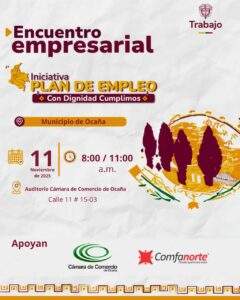 Flayer oficial de la iniciativa “Plan de Empleo Con Dignidad Cumplimos” el cual se realiza en Ocaña, Norte de Santander / Foto: Cámara de Comercio 