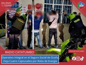 Imagen de referencia - Cuatro personas fueron capturadas por el uso indebido de energía pública en el sector del Seguro Social en Ocaña Norte de Santander / Foto: Policía Nacional