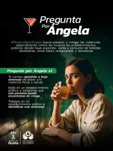 Flayer official de la estrategia #PreguntaPorÁngela, la cual esta diseñada para prestar atención inmediata a mujeres que puedan sentirse en riesgo de acoso, violencia física o sexual en Ocaña, Norte de Santander / Foto: Alcaldía de Ocaña