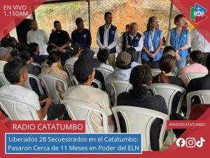 ELN entregó a 28 personas que permanecían secuestradas a una comisión humanitaria en zona rural de Tibú. Norte de Santander / Foto: Cortesía