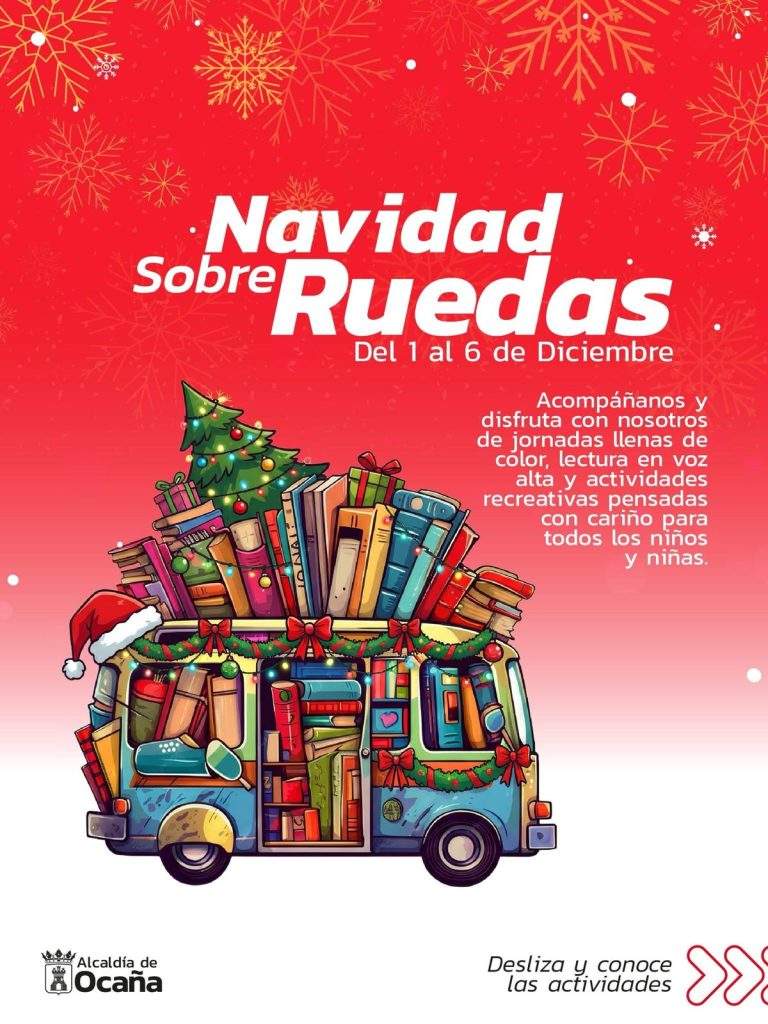 Flayer oficial de la iniciativa "Navidad sobre Ruedas", un proyecto que busca fomentar la lectura y llevar alegría a los niños y niñas desde el1 al 6 de diciembre en Ocaña, Norte de Santander / Foto: Alcaldía de Ocaña