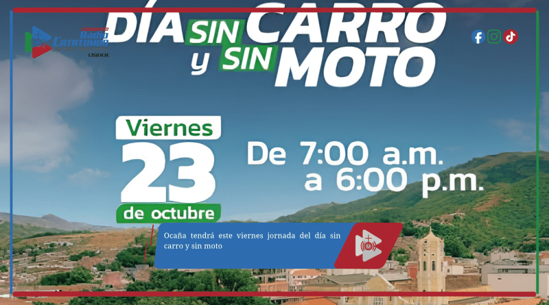 Ocaña tendrá este viernes jornada del día sin carro y sin moto Ocaña tendrá este viernes jornada del día sin carro y sin moto