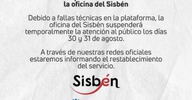 Oficina del Sisben suspende actividades
