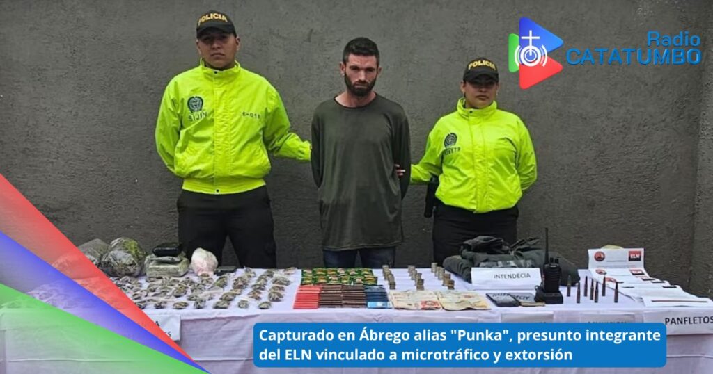 Juan Carlos Pérez Pacheco, alias Punka, capturado en Ábrego por su presunta participación en actividades delictivas para el ELN / Foto: Policía de Norte de Santander