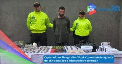 Juan Carlos Pérez Pacheco, alias Punka, capturado en Ábrego por su presunta participación en actividades delictivas para el ELN / Foto: Policía de Norte de Santander