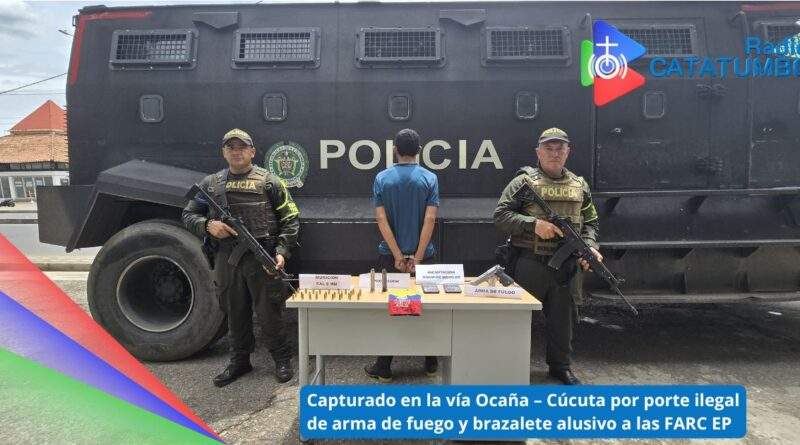 Captura de un presunto integrante de las FARC EP en la vía que comunica a Tibú con Cúcuta / Foto: Policía Nacional