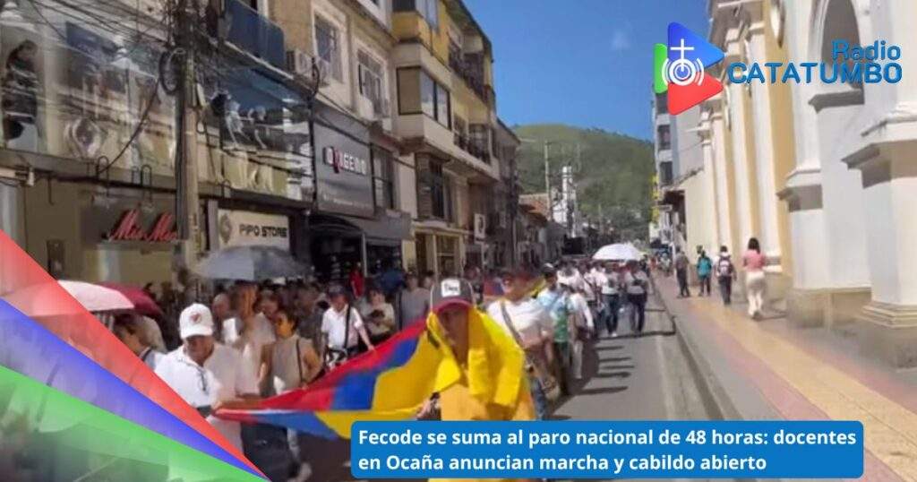 (Fecode Ocaña) Dio inició este miércoles 28 de mayo al paro nacional de 48 horas / Foto: Suministrada