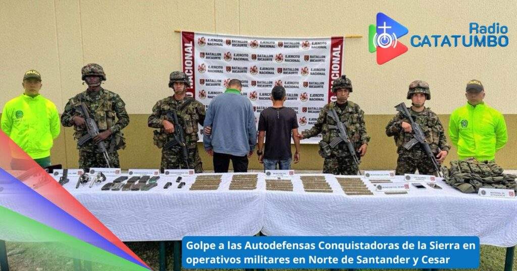 Capturados dos presuntos integrantes de las Autodefensas Conquistadoras de la Sierra Nevada en La Esperanza (Norte de Santander) y San Alberto (Cesar) / Foto: Ejercito Nacional