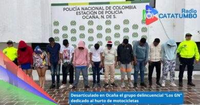 Grupo delincuencial conocido como “Los GN” capturados en Ocaña, Norte de Santander / Foto: Policía Nacional