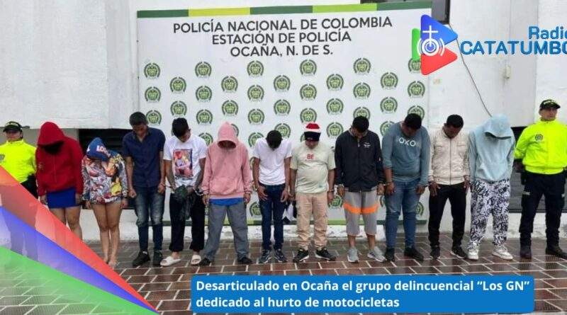 Grupo delincuencial conocido como “Los GN” capturados en Ocaña, Norte de Santander / Foto: Policía Nacional