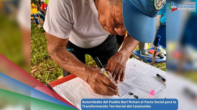 Caciques del pueblo Motilón Barí firmaron la minuta del Pacto Social para la Transformación Territorial del Catatumbo / Foto: ANT