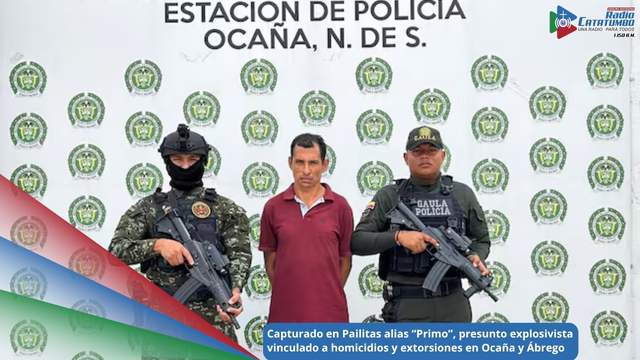 Alias el “Primo” capturado en el municipio de Pailitas, Cesar / Foto: Denor