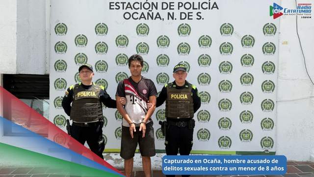 Capturado hombre de 38 años, señalado de cometer abusos sexuales contra un niño de tan solo 8 años. El procedimiento se cumplió en el barrio Los Sauces de Ocaña, Norte de Santander / Foto: Policía Nacional