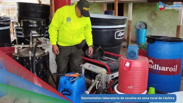 Laboratorio para el procesamiento de cocaína en la vereda Carcasí del municipio de Cáchira, Norte de Santander / Foto: Policía Nacional