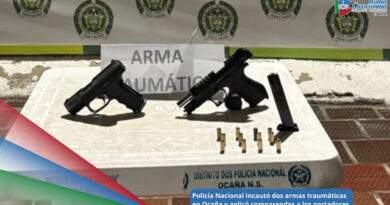 Armas traumáticas tipo pistola incautadas por la Policía Nacional en el municipio de Ocaña, Norte de Santander / Foto: Policía Nacional