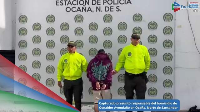 Policía Nacional capturó a José Armando Rincón Ortiz, señalado como presunto responsable del homicidio de Osnaider Avendaño, ocurrido en marzo de este año en Ocaña, Norte de Santander / Foto: Policía Nacional