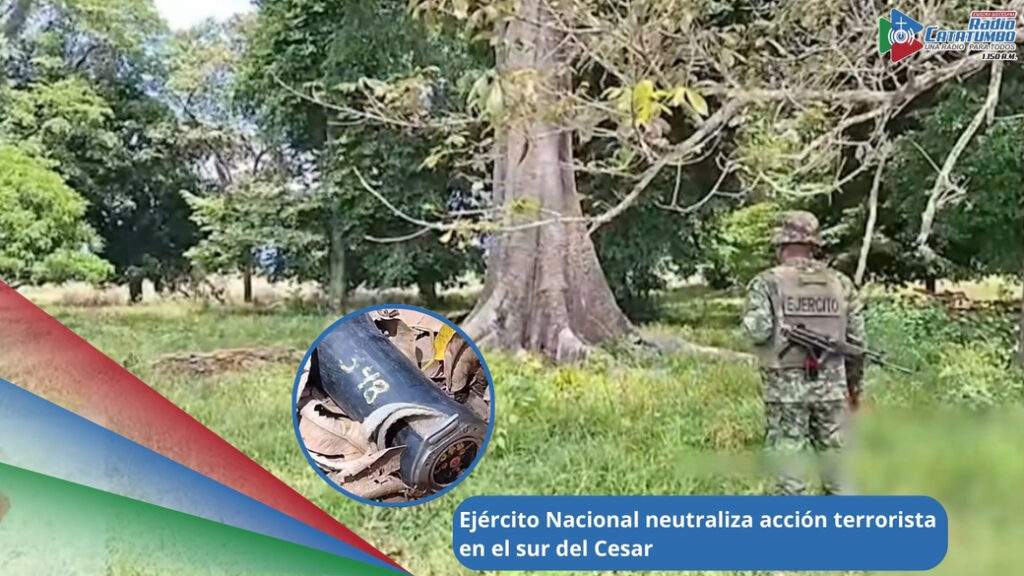 Gracias a labores de inteligencia entre tropas del Ejército Nacional y el Grupo de Operaciones Especiales de Hidrocarburos (GOES–H) lograron incautar un artefacto explosivo en la vereda Santa Lucía del municipio de San Martín Cesar / Foto: Ejército Nacional