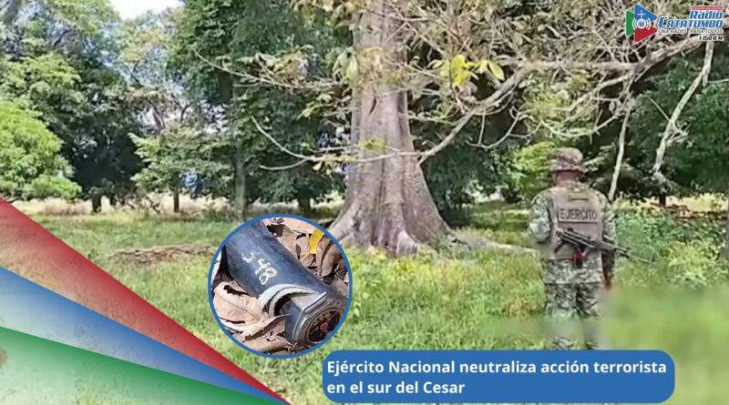 Gracias a labores de inteligencia entre tropas del Ejército Nacional y el Grupo de Operaciones Especiales de Hidrocarburos (GOES–H) lograron incautar un artefacto explosivo en la vereda Santa Lucía del municipio de San Martín Cesar / Foto: Ejército Nacional