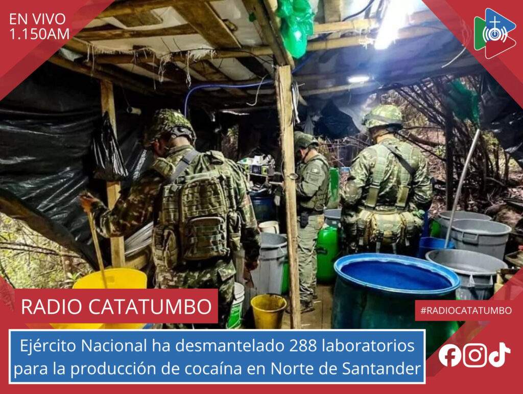 En el marco de la Operación Catatumbo, el Ejército Nacional ha desmantelado 288 laboratorios para la producción de cocaína en lo corrido del año / Foto: Ejército Nacional